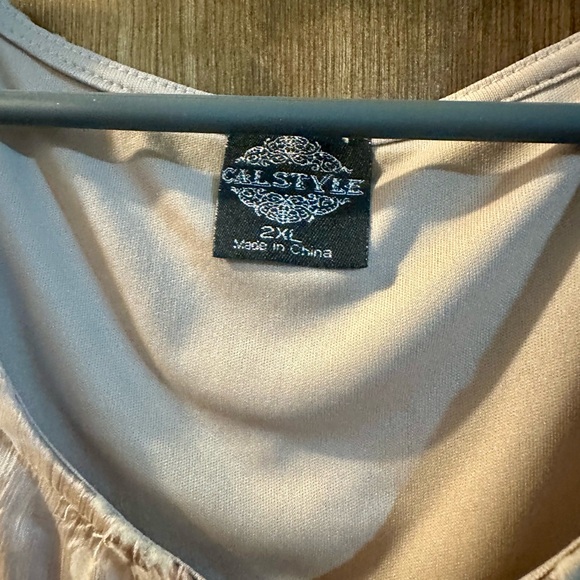 Lace CaliStyle Sleeveless Blouse in Taupe - Picture 2 of 4